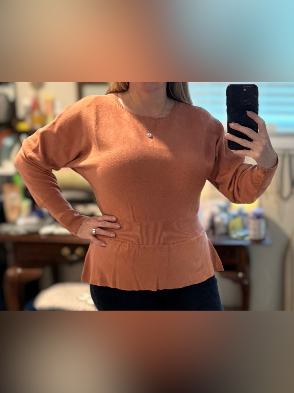 Hem & Thread Peachy Peplum Sweater